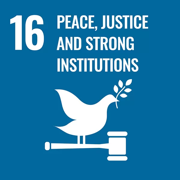 Goal 16, peace, justice and strong institutions.