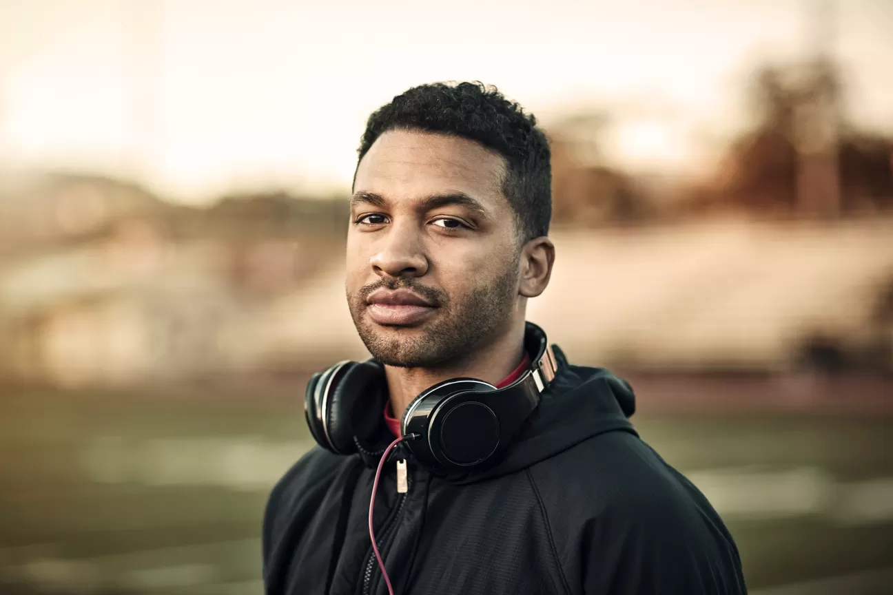 Man with headphones.